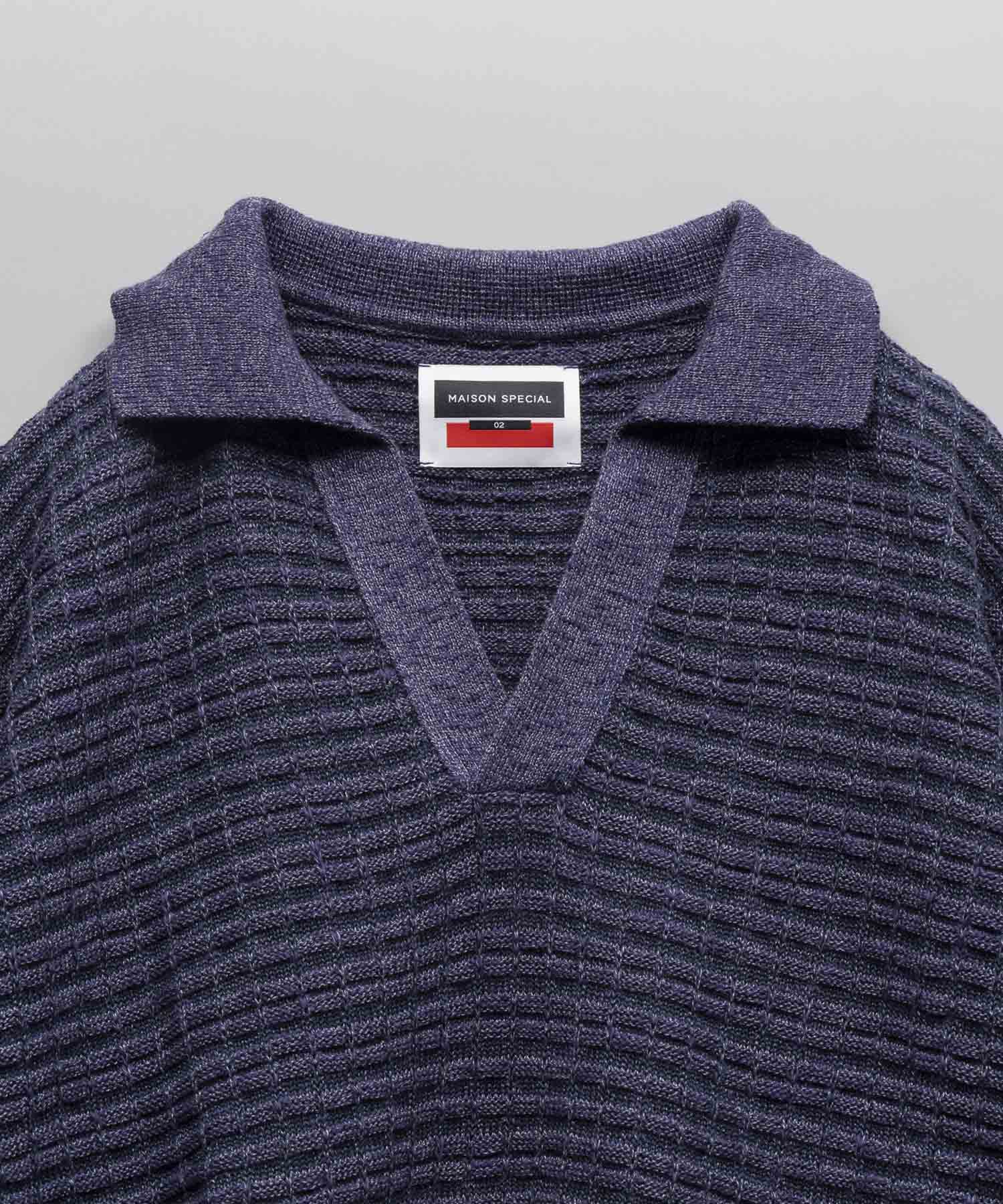 Slab Waffle Prime-Over Skipper Knit Pullover