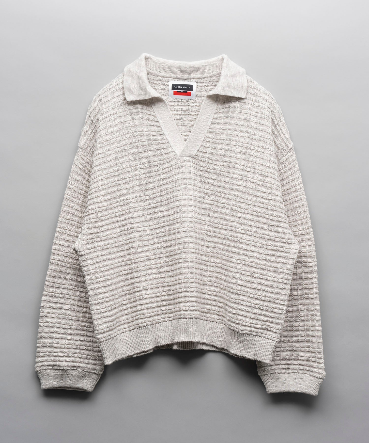 Slab Waffle Prime-Over Skipper Knit Pullover