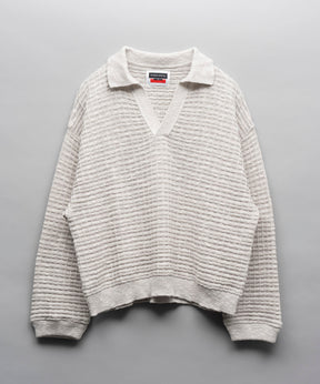 Slab Waffle Prime-Over Skipper Knit Pullover