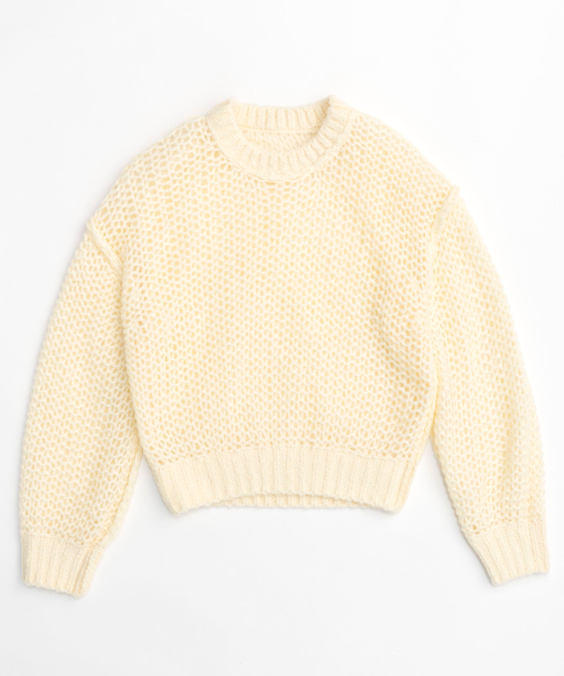 Tulle Layered Low Gauge Reversible Knit Pullover