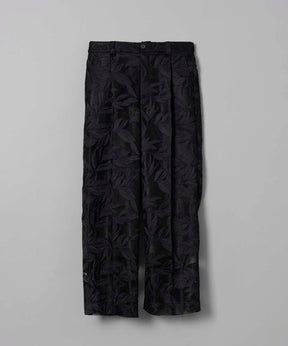 Flower Embroidery See-Through Wide Pants