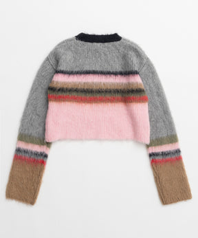 【24WINTER PRE-ORDER】Multi Border Short Length Knit Tops