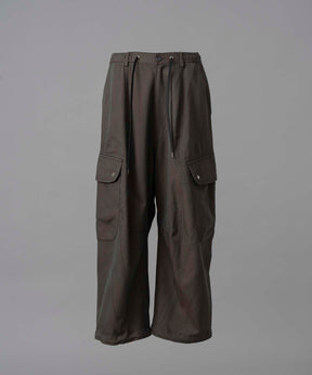 Chambray Wool Prime-Wide Three-Dimensional Cutting Cargo Pants