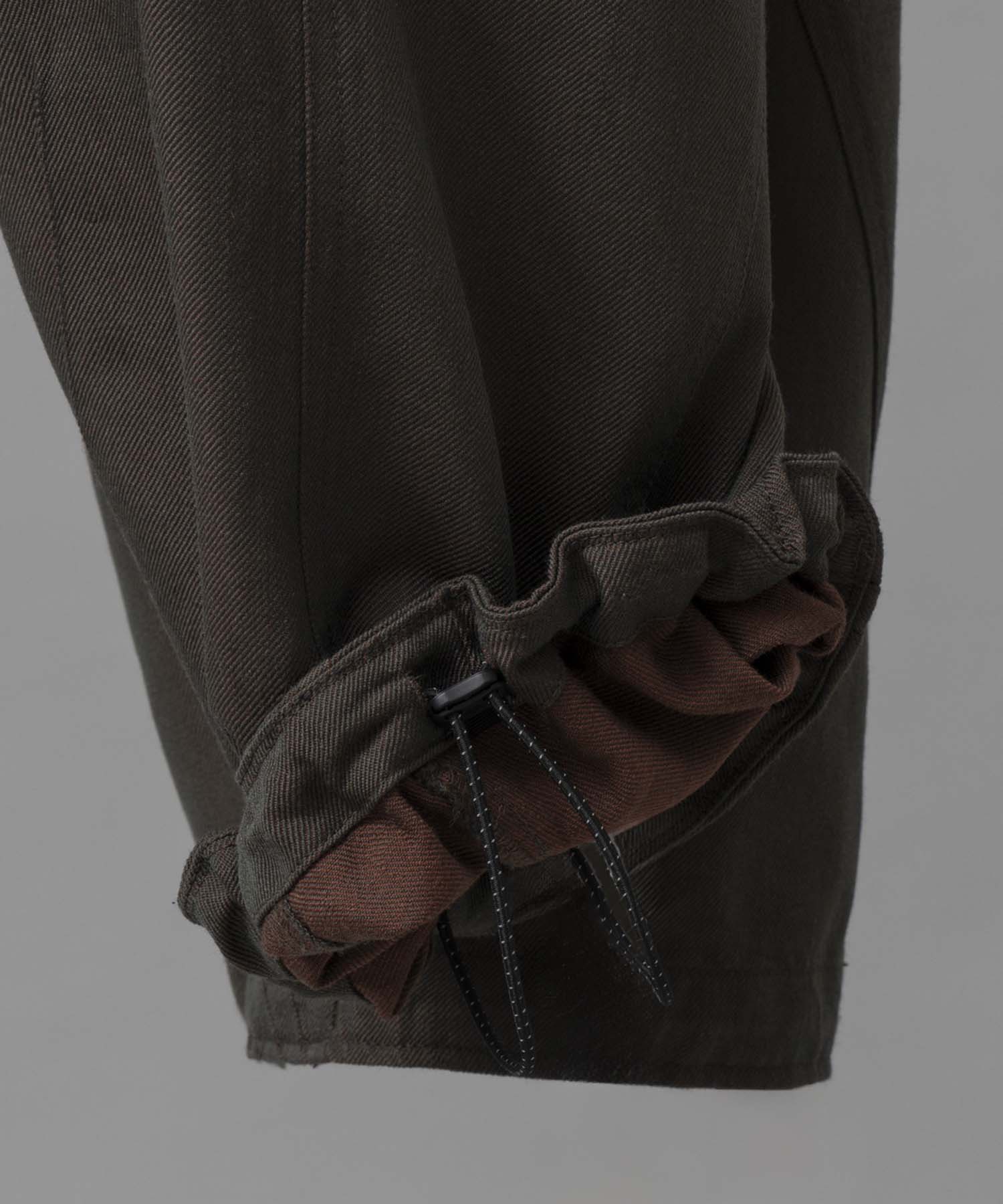 Chambray Wool Prime-Wide Three-Dimensional Cutting Cargo Pants