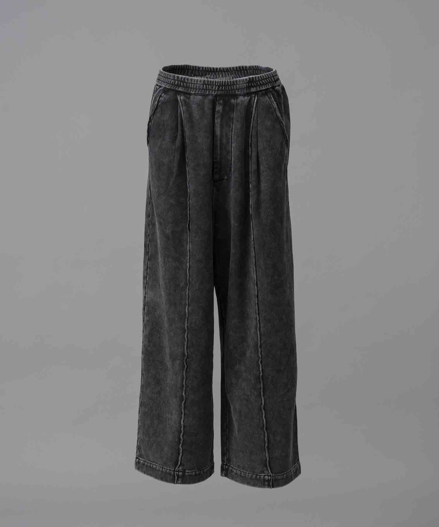 Chemical Over-Dye Heavy-Weight Sweat Pin tuck Easy Wide Pants