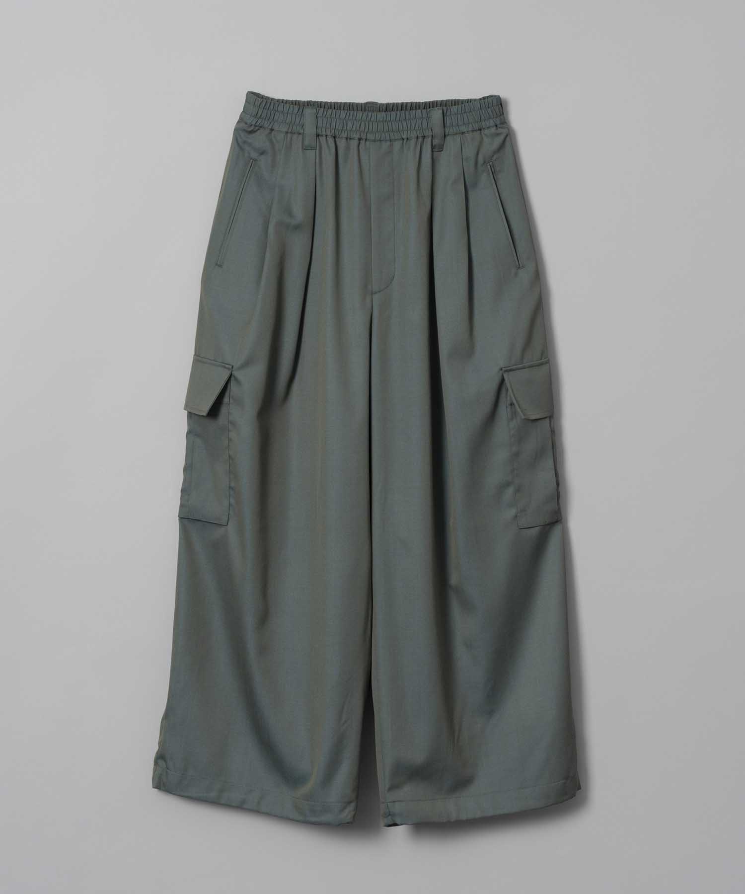 High Count Wool Prime-Wide Cargo Pants