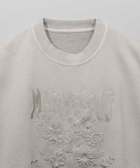 Prime-Over Flower Embroidery Pigment Crew Neck Sweat Pullover