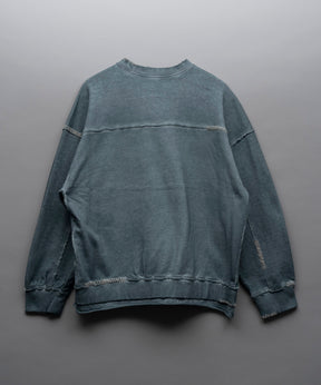 Heavy-Weight Sweat Embroidery Damage Over-Dye Crew Neck Pullover