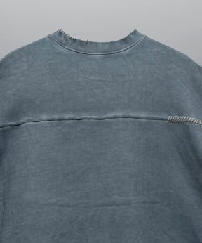 Heavy-Weight Sweat Embroidery Damage Over-Dye Crew Neck Pullover