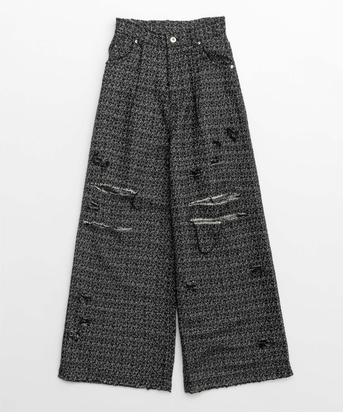 【SALE】Tweed Distressed Wide Pants