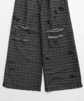 【SALE】Tweed Distressed Wide Pants