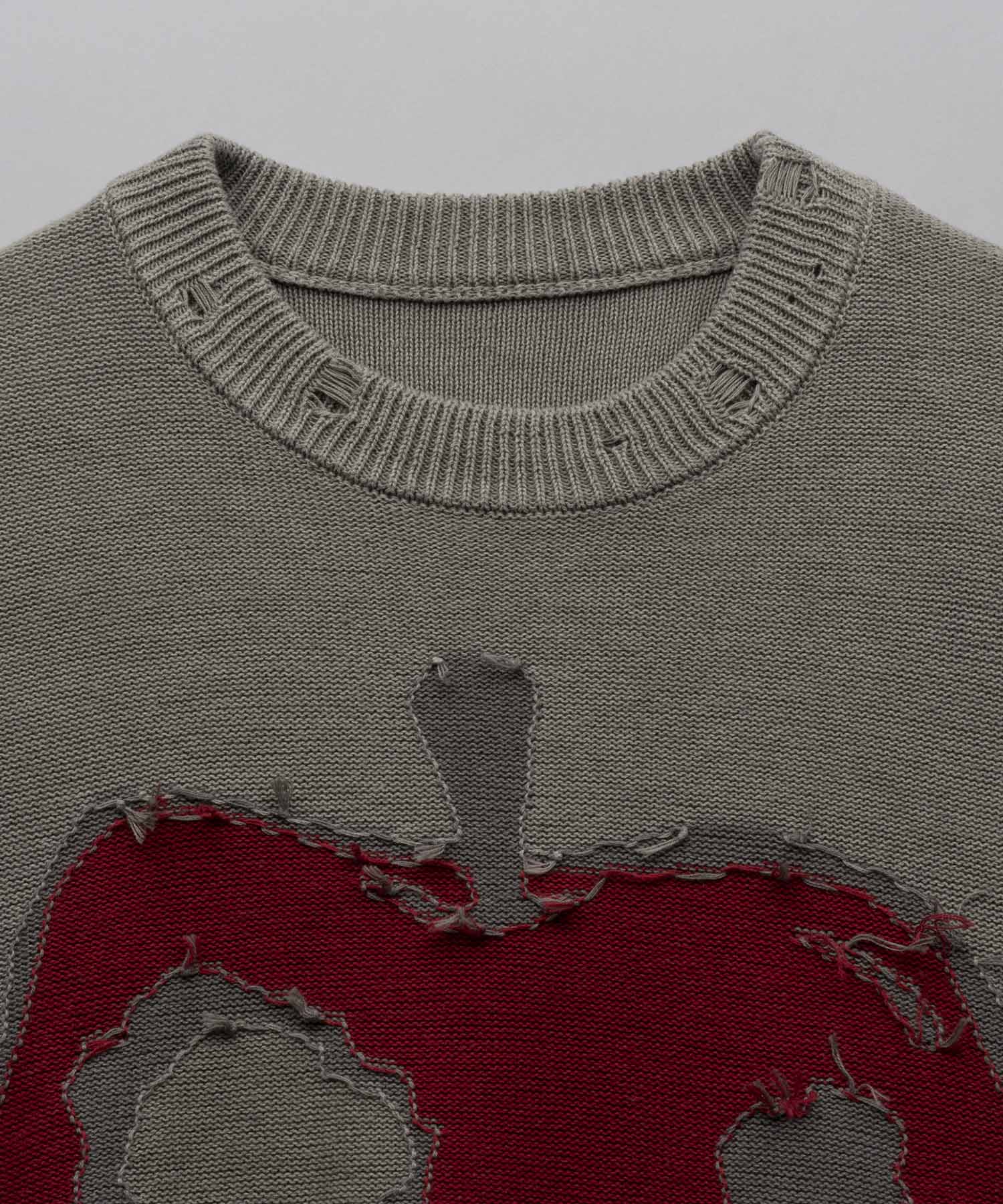 【PRE-ORDER】「Halloween Apple」 Pigment Dyed Intarsia Knit Pullover