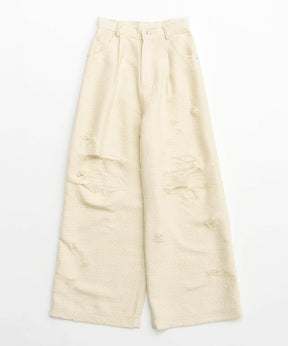 【SALE】Tweed Distressed Wide Pants