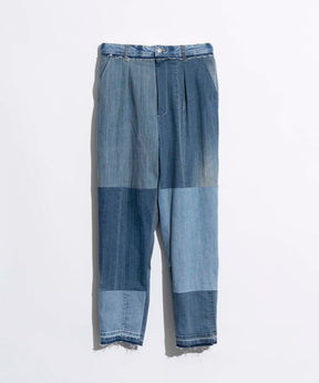 Patchwork Vintage denim One-Tuck Tapered Pants