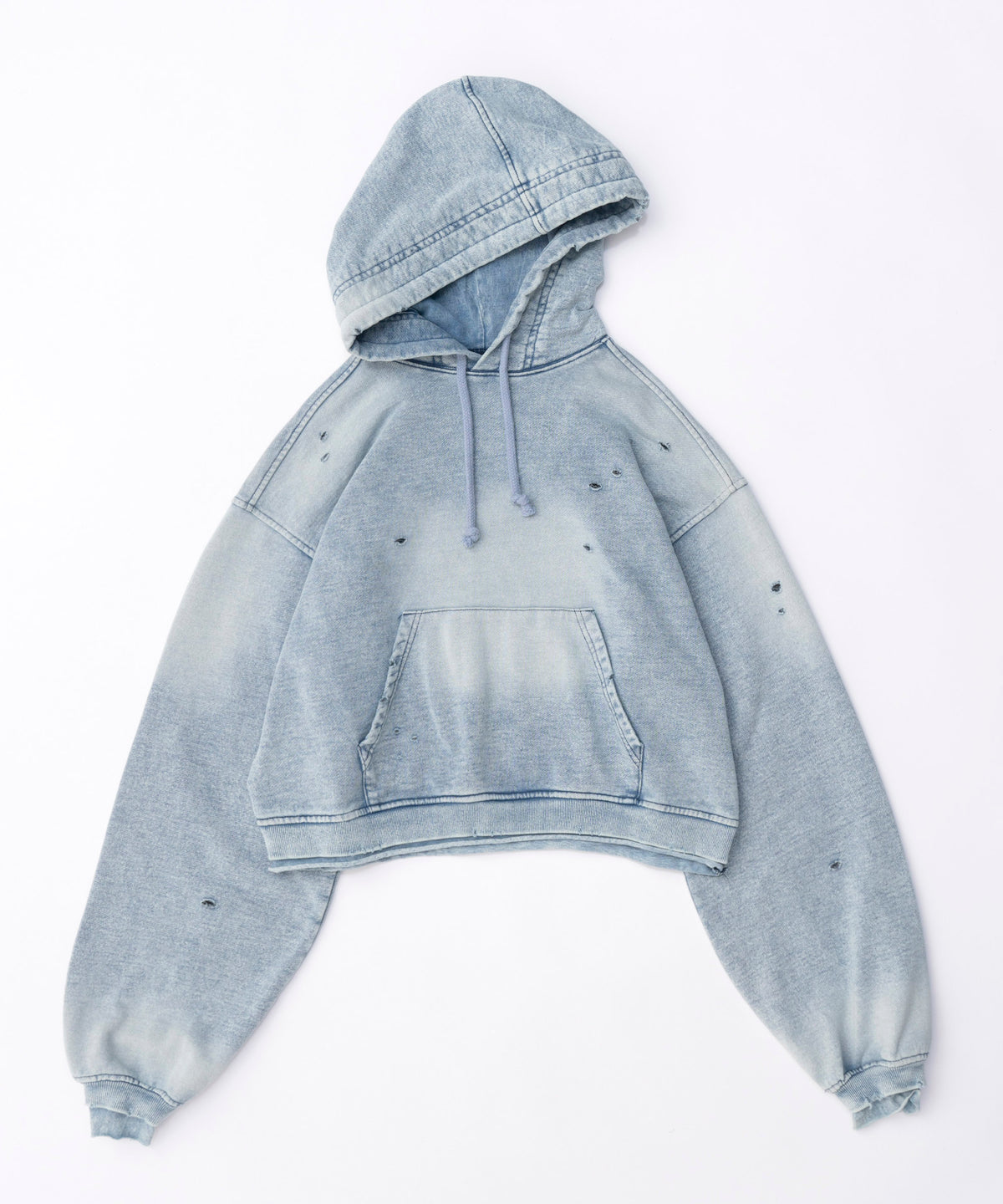 Denim Distressed Hoodie