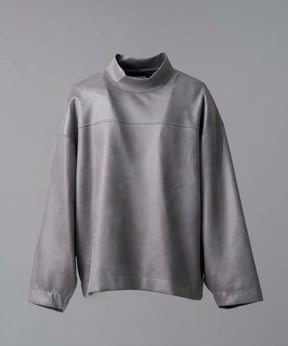 Leather-Like Prime-Over Mock Neck Pullover