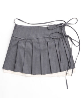 Pleats Wrap Mini Skirt