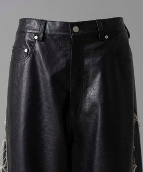 Artificial Leather Wide Pants