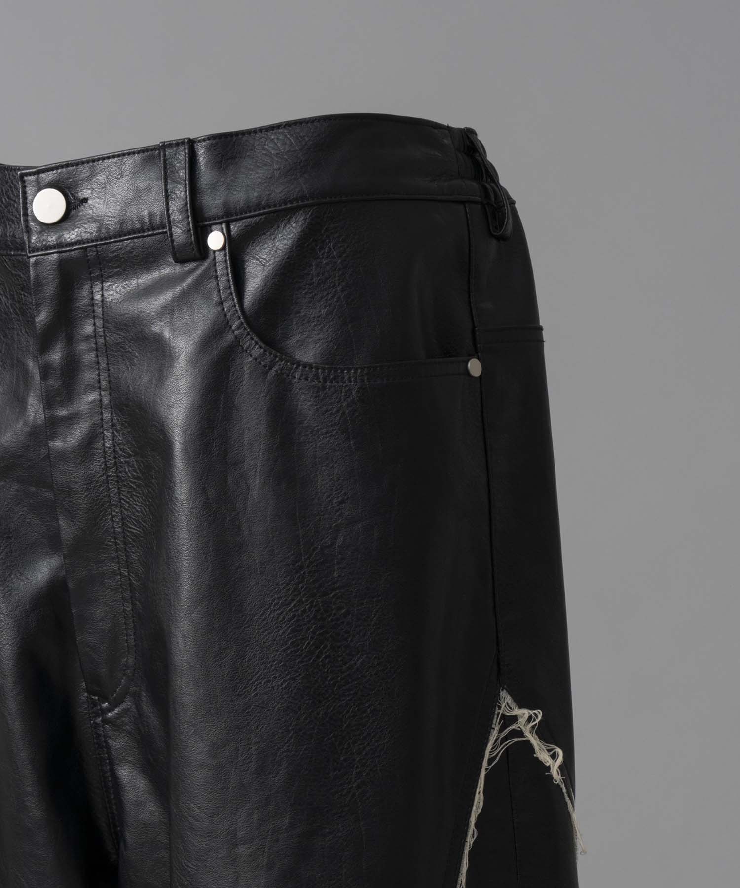 Artificial Leather Wide Pants