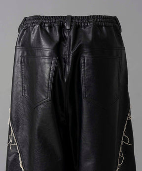 Artificial Leather Wide Pants