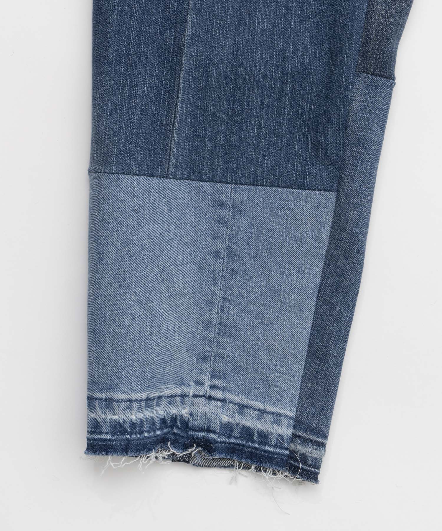 Patchwork Vintage denim One-Tuck Tapered Pants