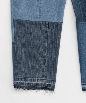 Patchwork Vintage denim One-Tuck Tapered Pants