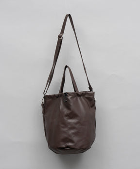 【EX】Vegan Leather Effect Shoulder Drawstring Bag