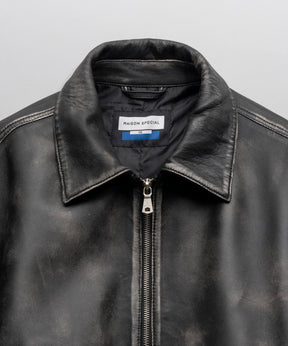 Sheep Leather Prime-Over Single Rider Collared Jacket