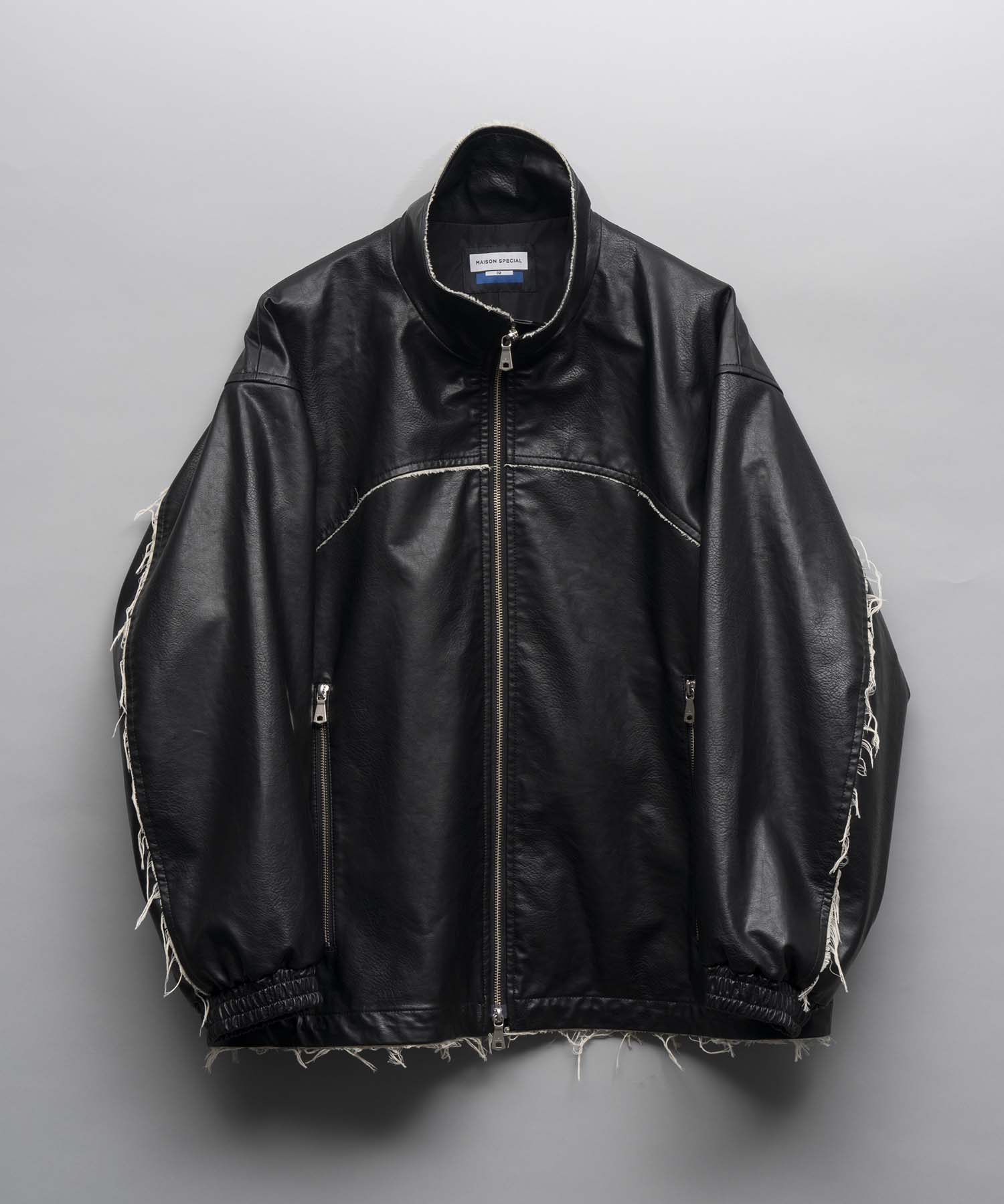 Artificial Leather Prime-Over Zip-Up Blouson