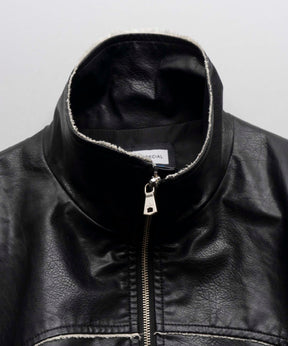 Artificial Leather Prime-Over Zip-Up Blouson