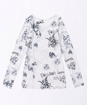 【SALE】Hand Illustration Printed Tops