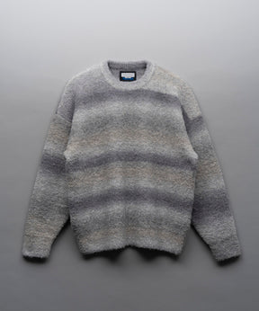 【24AW PRE-ORDER】MOKOMOKO Gradation Border Prime-Over Crew Neck Knit Pullover