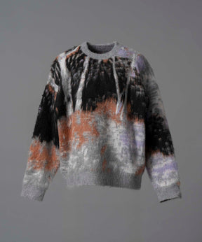 【24AW PRE-ORDER】Prime-Over Landscape Painting Crew Neck Knit Pullover