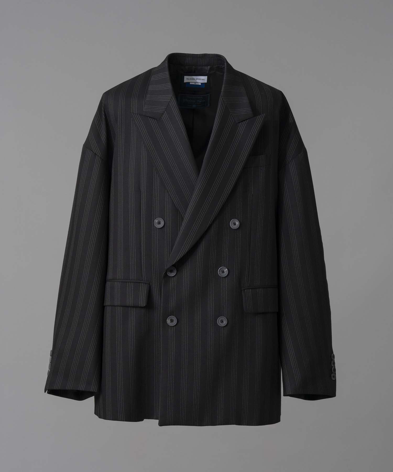 【Italian Dead Stock Fabric】Peaked Lapel Prime-Over Double Breasted Jacket