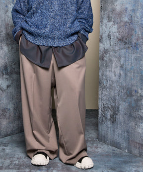 Wool Mix Continuous Tow-Tuck Wide Pants