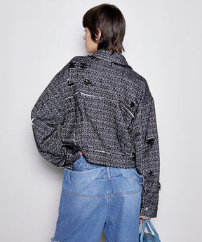 【SALE】Tweed Distressed Jacket