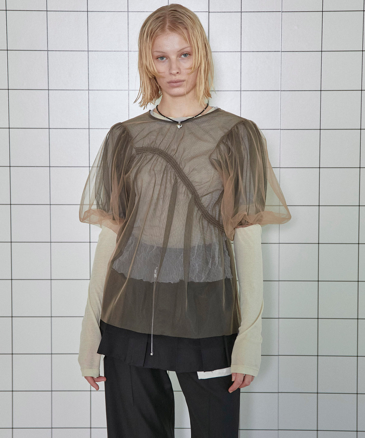 2way Tulle Puff Sleeve Tops