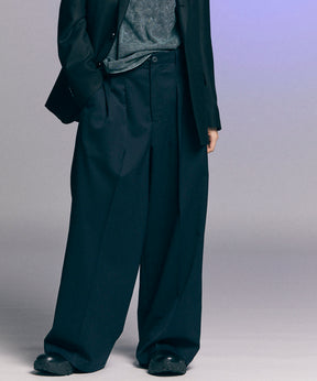 Wool Mix Continuous Tow-Tuck Wide Pants