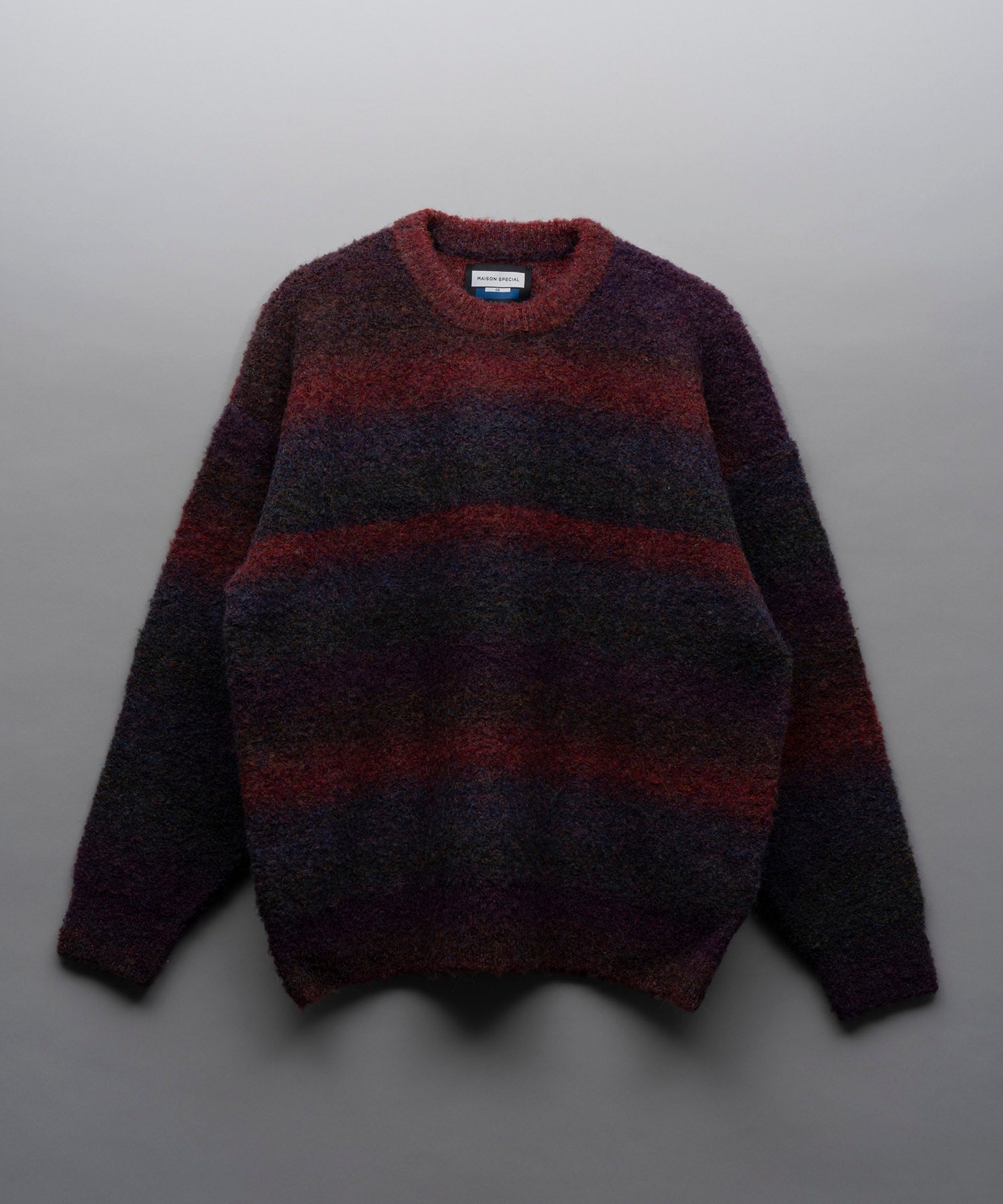 【24AW PRE-ORDER】MOKOMOKO Gradation Border Prime-Over Crew Neck Knit Pullover