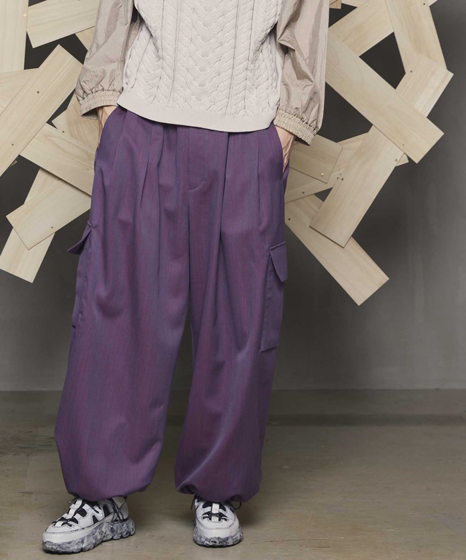 High Count Wool Prime-Wide Cargo Pants