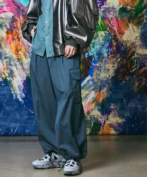 High Count Wool Prime-Wide Cargo Pants