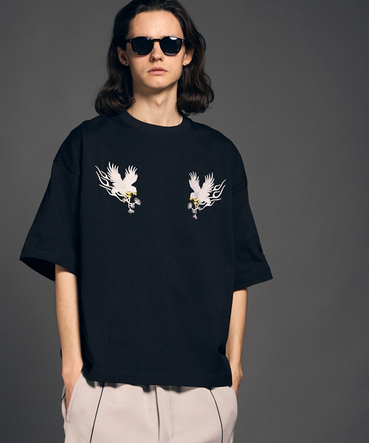 Eagle Embroidery Prime-Over Crew Neck T-shirt