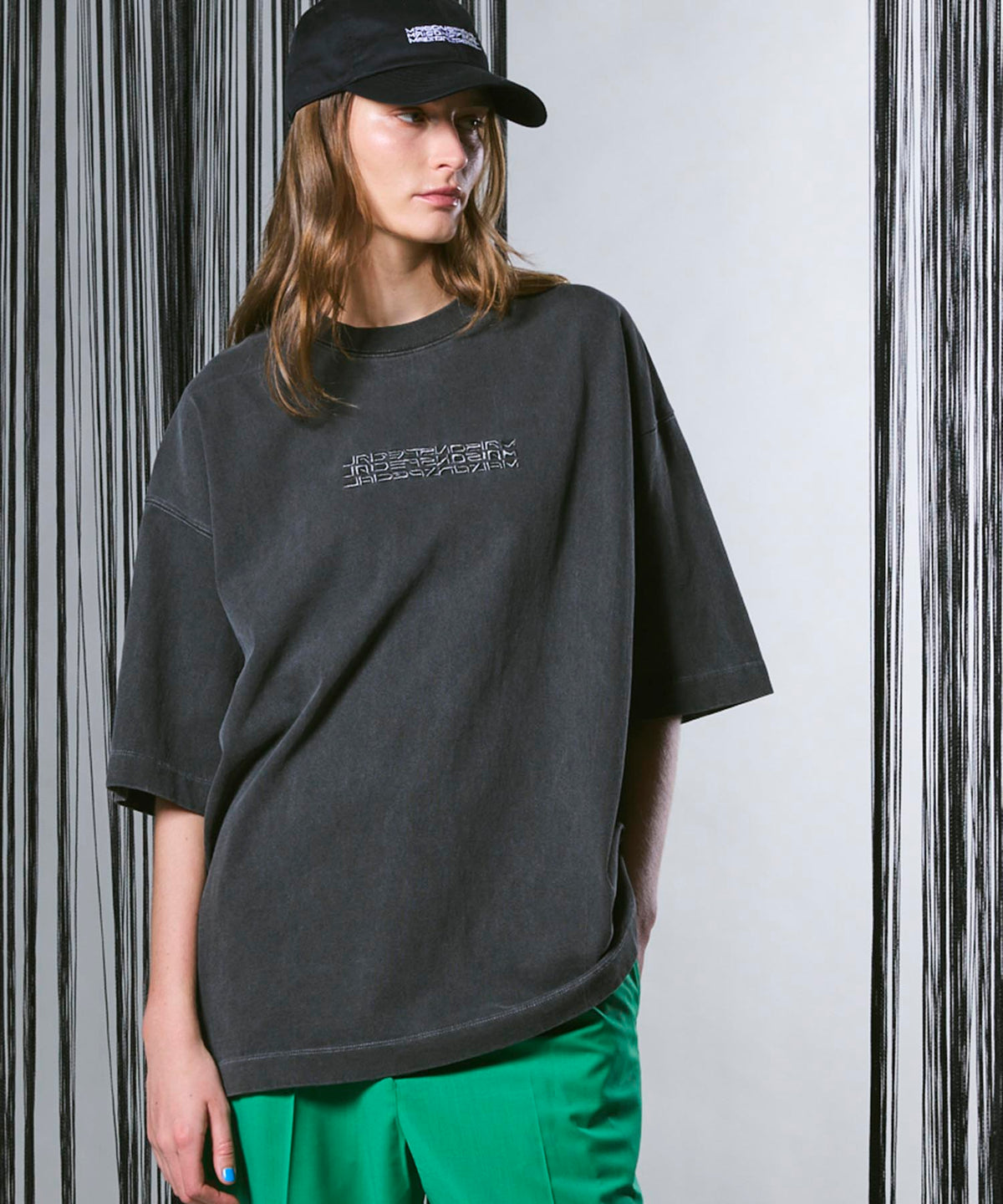 Logo Embroidery Prime-Over Pigment Crew Neck T-Shirt