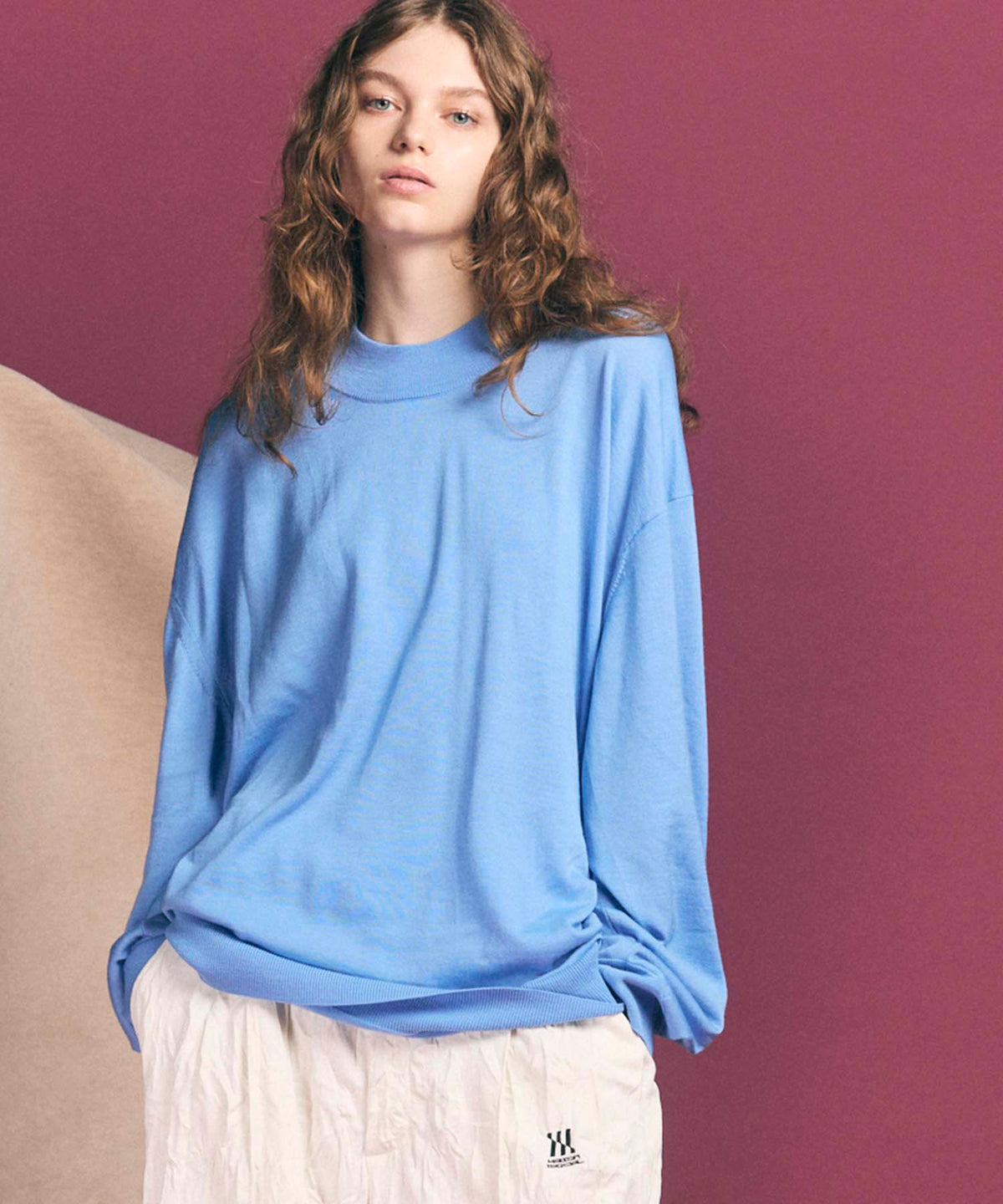 Super120s High Gauge Prime-Over Mock Neck Knit Pullover