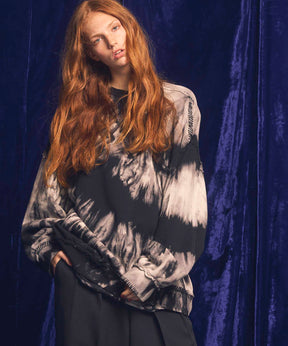 Tie-Dye Bleach Hand Embroidery Prime-Over Crew Neck Sweat Pullover