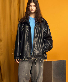 Artificial Leather Prime-Over Zip-Up Blouson