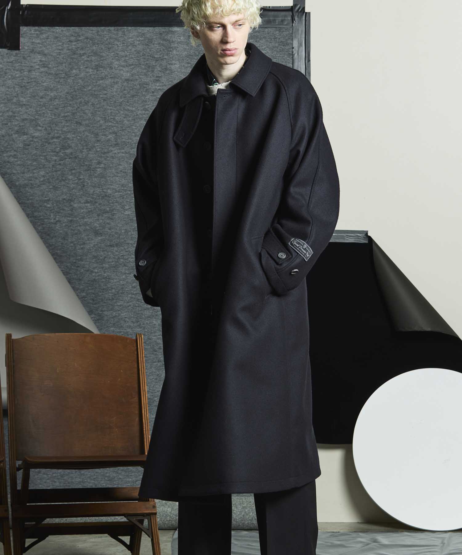 【24AW PRE-ORDER】Super140s Prime-Over Melton Balmachan Coat