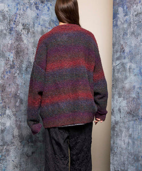 【24AW PRE-ORDER】MOKOMOKO Gradation Border Prime-Over Crew Neck Knit Pullover