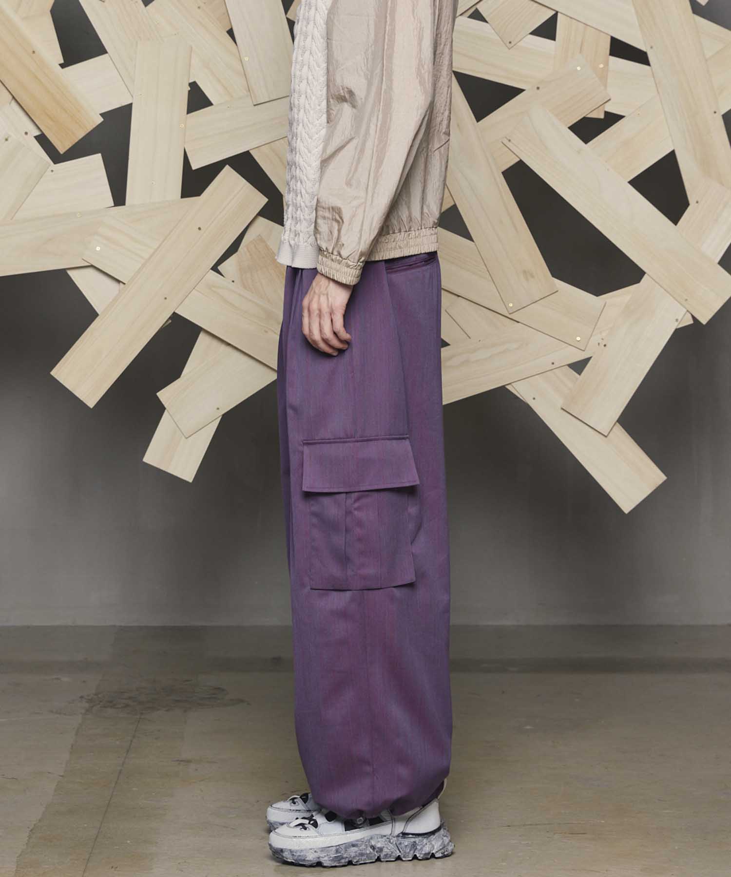 High Count Wool Prime-Wide Cargo Pants