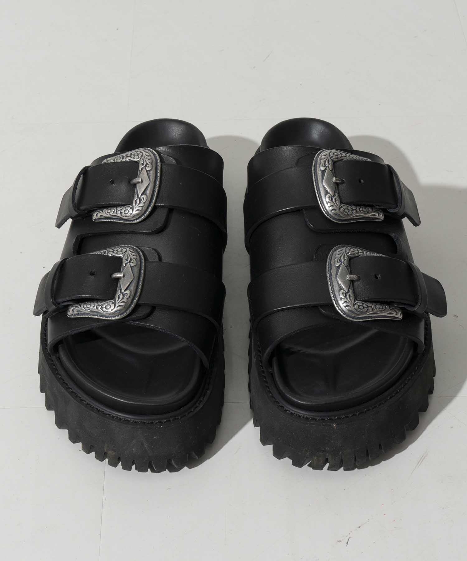 【SPECIAL SHOES FACTORY COLLABORATION】Italian Vibram Sole Double Monk Buckle Sandal Made In TOKYO